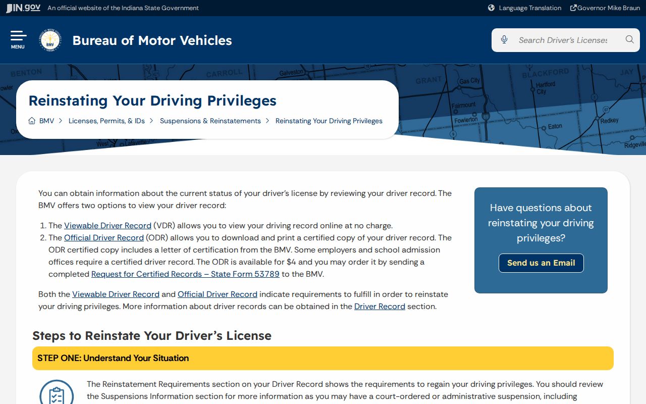Indiana BMV reinstatement guidance connected to St. Joseph County traffic cases
